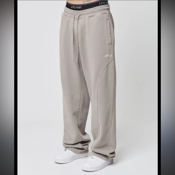Live fast die Young Other - Live fast die young washed taupe wide leg basic joggers